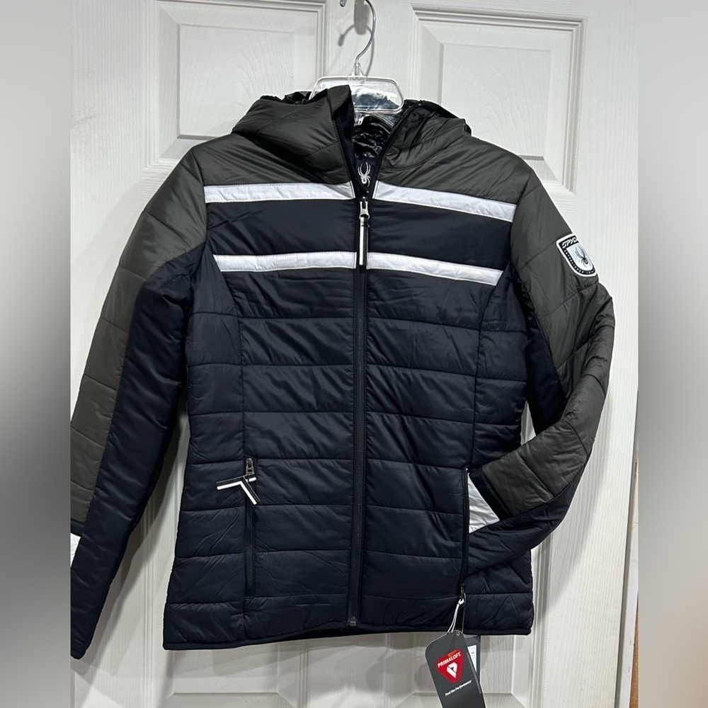Spyder Womens S Small Ethos Insulated Jacket Black Grey NWT 160 grams PrimaLoft